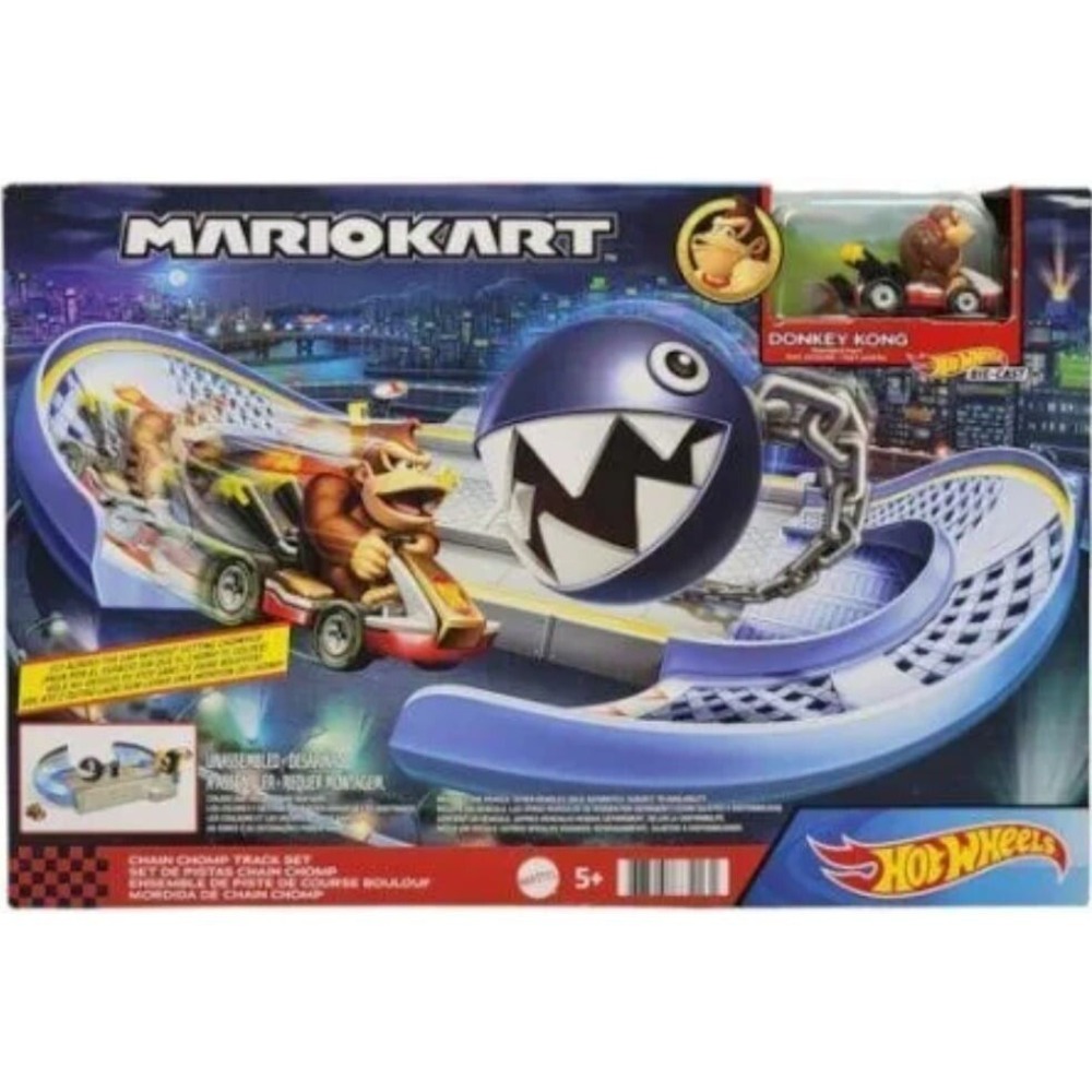 Hot Wheels Mario Kart Chain Chomp Play Track Set Donkey Kong Diecast Car NEW